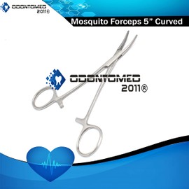 OdontoMed2011 Professional Stainless Steel Pets Dogs Cats Hemostat Forceps Scissors Ear Hair Clamp Pulling Shears Plier Pet Dog Trimmer Accessories Curved Silver