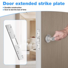 Deadbolt Strike Plate-6 Inch Door Strike Plate-Extended Strike Plate for Heavy Duty Residential Door Deadbolt Strike Armor (Silver)- 3 Pack