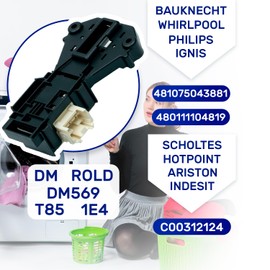 Door Lock of Washing Machine T85 DM569 10(6) A 250V - 1(2) A 250V with 3 Contacts with Original Code 481075043881 480111104819 for Whirlpool C00312124 for Indesit - Made in Italy - MONTERAL