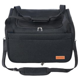 Lightweight Waterproof Cat Carrier - Foldable Design w/Full Cover for Security, Includes Collapsible Bowl, Black