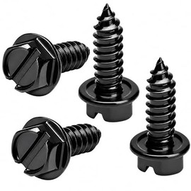 OttoSpeed Rustproof License Plate Screws (4-Pack, Black-Slotted) | Premium Stainless Steel, For US Domestic Vehicles & Select Imports, Fits Plate Moun