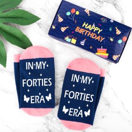 Belloxis 40th Birthday Gifts for Women Grip Socks Cosy Socks for Women Cotton Socks Crew Socks