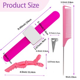 23 Pieces Hair Braiding Tools Set, Magnetic Wrist Pin Holder, Sectioning Clips, Rat Tail Combs, Hair Parting Rings for Braiding, Pink