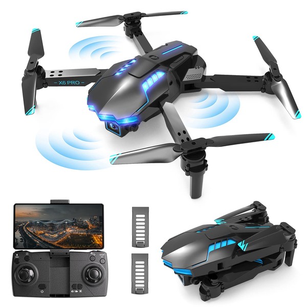 GoolRC Remote Control Drone with Camera 4K Dual Camera Remote Control Quadcopter with Function Obstacle Avoidance Gesture Control Trajectory Flight 2 Batteries 4K