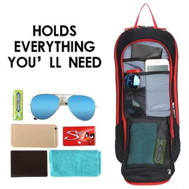 LOCAL LION Bicycle Rucksack Ski Backpack Small for Men and Women 6L Ultralight Waterproof with Hydration System for Hydration Bladder up to 2L - Ideal for Skiing - Cycling - Camping Black Red Yellow Blue, red, 6L