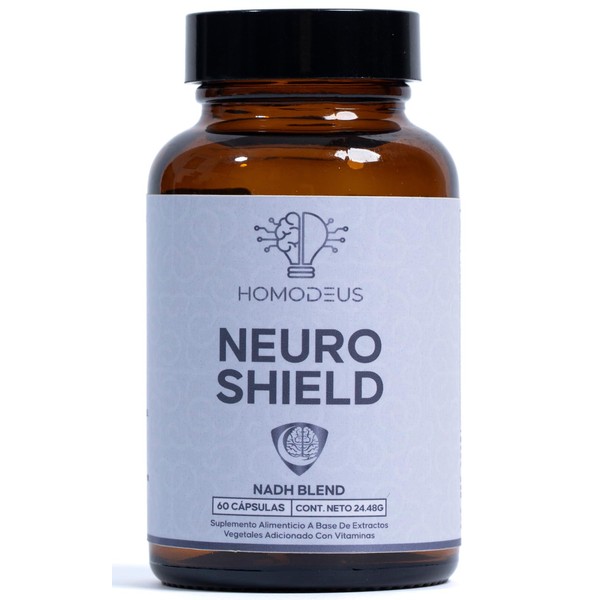 Homodeus Neuro Shield NADH Blend | Suplemento de Protección Neuronal | Con Melena de León, Bacopa Monnieri, L-Tirosina, CoQ10, Resveratrol, NAD, Colina y Complejo B | Prevención de Problema Mental