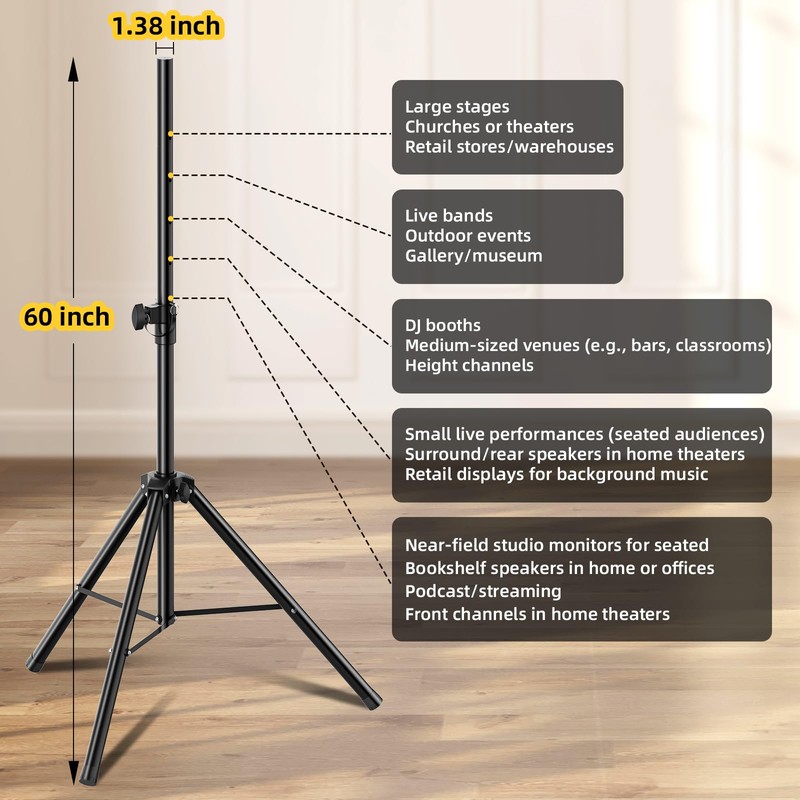 GZGDLJQ Speaker Stands Pair, Universal Speaker Tripod Stand Adjustable Height