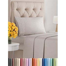 Twin XL Size 3 Piece Sheet Set - Comfy Breathable & Cooling Sheets - Hotel Luxury Bed Sheets for Women & Men - Deep Pockets, Easy-Fit, Soft & Wrinkle Free Sheets - Light Grey Oeko-Tex Bed Sheet Set