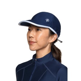 Coolibar UPF 50+ Men's Women's Wave Rider Sport Cap - Sun Protective (Large/X-Large- Navy)