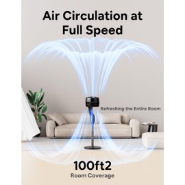 JRD Fan for Bedroom, 70° Oscillating Standing Fan, 100ft Quiet Pedestal Fans for Home Office, 85° Manual Vertical, Touch+Remote, 24H Timer,32 Wind Speeds, 39-43" Adjustable Height, Air Circulator