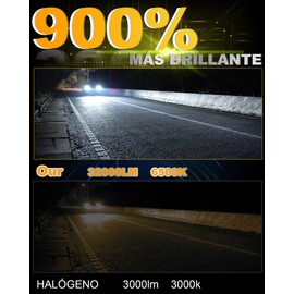 SPOLI H4 9003 HS1 Bombillas LED de Faros para Delantera, 32000LM, 300W, 900% Brillo 6500K Blanca Luz Alta y Luz Baja, Kits de Conversión de Luces Niebla, Plug and Play, 2 Unidades