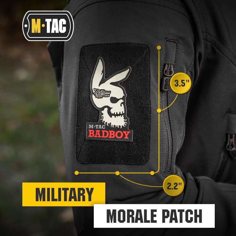 M-Tac Morale Patches Skull- PVC 3D Military Tactical Patch (Black/GID