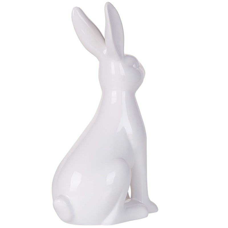 Beliani Rabbit Figurine Rabbit Easter White Ceramic Easter Decoration Rabbit