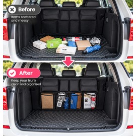 Car Trunk Organizer Adjustable Backseat Storage Bag Net High Capacity Multi-use Oxford Automobile Seat Back Organizers Universal