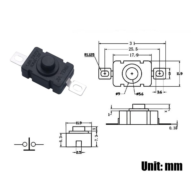 Gebildet 20Pcs Self-Lock Push Button Switch KAN-28 for Flashlight SMD