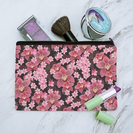Beautiful Orchids Makeup Cosmetic Bag Organizer Pouch