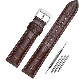 HEYOZURY Watch Bands Genuine Leather Embossed Alligator Grain Calfskin Replacement Strap for Women Men Bracelet Choose Color Width 16mm 17mm 18mm 19mm 20mm 21mm 22mm 22mm 24mm