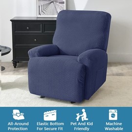 Stretch Recliner Slipcovers 4-Pieces Recliner Chair Cover 1 Seat Couch Cover Lazyboy Chair Cover with Storage Pocket Printed Slipcover Furniture Protector for Living Room (Color : #16)