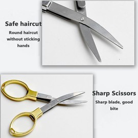 SYGELER Folding Scissors 2 Pack - Portable Travel Mini Scissors with Glasses-Shaped Design, Anti-Rust Stainless Steel Telescopic Cutter for Fishing, Sewing, Home & Office (Rose Gold & Gold)