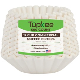 Tupkee Large Coffee Filters 12 Cup - (500 Count) 9.75" x 4.25" Tall Walled Premium Coffee Filter to Prevent Messy Ground Overflow - Compatible with Bunn Commercial & Large Home Machines - Made in USA