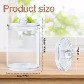 Clear Acrylic Storage Jar, 1/2/6 Counts Mini Clear Storage Box with Lid, Home Organizer for Cotton Swab, Cotton Ball, Cotton Round Pads, Floss Picks - Color: Clear, Specification: Pack of 1