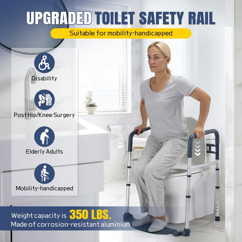 Lianjindun Toilet Safety Rails with Footrest, Folding & Portable Bathroom