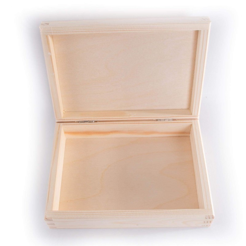 Small Rectangular Wooden Box with Lid | 17.5 x 13.5