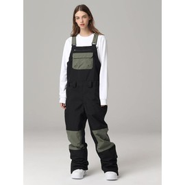 SEARIPE Women Snow Bibs Waterproof Ski Pants Men's Water-Resistant Insulated Snow Bib Overalls Snowboarding Pant(K05Black,S)