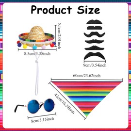 KAAFANG Mexican Porch Goose Outfits, 23"/ 17'' Lawn Goose Statue Clothes Plastic Goose, Goose Outfits Mexican Sombrero with Bandana Scarf for Cinco De Mayo Garden Party Patio Yard Decoration