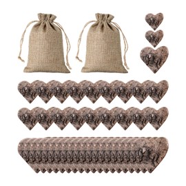 EPCDBBRT 40 Pieces Wooden Hearts, 2 Pieces Burlap Drawstring Bags, Wooden Table Decorations, Diy Craft Decorations, Party Holiday Decorations