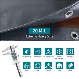 TARPAL tarp 6x8 20mil Super Heavy Duty Tarps Cover Waterproof UV Resistant Rip and Tear Proof Tarpaulin with Grommets by TARPAL(Grey/Brown)