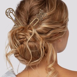 NICENEEDED 4 Pcs Metal U Shaped Hairpin, Large French Hair Pins Vintage Hair Sticks Hair Fork Pins, Hair Pins for Buns Long Thick Hair