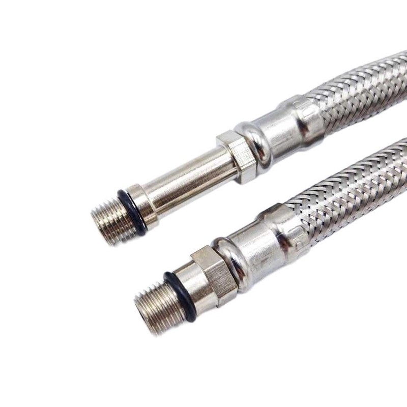 Pair Mono Block Flexible Tap Hoses Tails Connectors M10 x