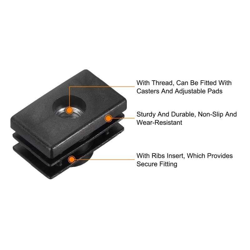 uxcell 4Pcs Inserts for Rectangle Tubes with M6 Thread, for