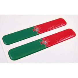 Portugal Portuegese Flag Domed Decal Emblem Resin car stickers 5"x 0.82" 2pc.