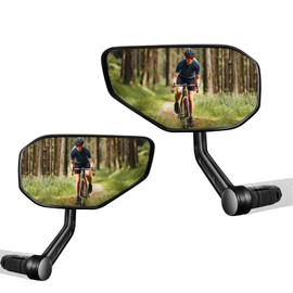 Homieway Bike Mirror,Ajustable Bicycle Mirror For E-bike,Scratch Resistant Glass Lens,Large Bar End Cycle Rearview Mirror For Handlebar Mount Set (Pair)