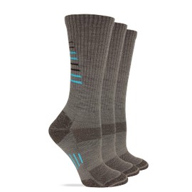 Wise Blend Ladies Merino Wool Blend Seamless Toe Hiker Crew Socks 3 Pair (Mocha, Medium)