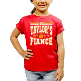 Go Taylor's Fiance Shirt for Women, Teens and Kids Funny Football Season Graphic Tee Vintage Red Shirt 2T
