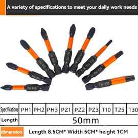 Magnetic Screwdriver Drill Bit Set 10PCS, Impact Torx Phillips PoziDriv Screwdriver Bits S2 Steel 1/4 Hex Shank with 60 mm Extension Quick Release Chunk.