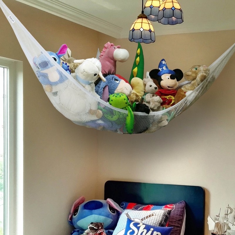 zebrum Toy Hammock, Extra Large Corner Storage Net for Stuffed
