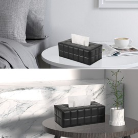 Richblue Tissue Case, Stylish, Tissue Box, Tissue Cover, Luxury PU Leather, Tissue Box, Inner Dimensions (W x D x H): Approx. 9.3 x 4.7 x 3.1 inches (23.5 x 12 x 8 cm), Paper Towel Case, Tissue Holder, Home, Office, Car, Hotel, Fashion, Interior Decoration, Gift (Black Checkered)