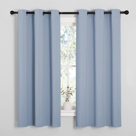 NICETOWN NICETOWN Bedroom Blackout Curtains for Windows, Vintage Blue Window Treatment Drapes, Home Fashion Thermal Insulated Blackout Curtain Panels for Bedroom (1 Pair, 42 inches Wide by 63 inches Long)