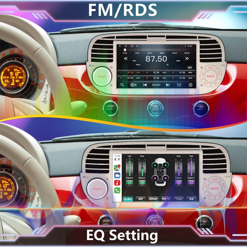 4+64G Android 14 Car Radio for Fiat 500 500C 2007-2015