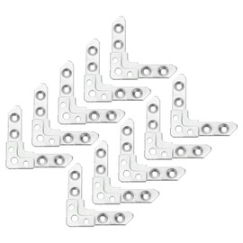 PATIKIL 3.35" x 3.35" L Shape Corner Bracket, 10 Pcs Galvanized Metal Corner Brace 90 Degree Right Angle with 7 Holes for Wooden Furniture, Shelf Support, Silver Tone