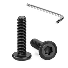 Tunejoy Trox Flat Head Screws M6 x 25 mm Black Flat Head Screws Stainless Steel A2 V2A Furniture Screws Hexagon Socket Full Thread with T30 Allen Key Pack of 20