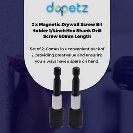Dapetz ® 2Pcs Magnetic Drill Bit Holder Hex Shank Screwdriver Drywall Drill Bit Holder Quick Release 1/4-Inch Hex Shank Drill Bits 60mm Length or Drilling