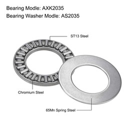 uxcell AXK2035 Thrust Needle Roller Bearings with Washers 20mm Bore 35mm OD 2mm Width 2pcs