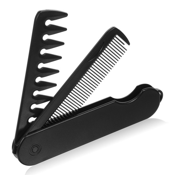 Foldable Comb, 2-In-1 Folding Comb - Wide & Fine Teeth