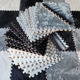 Large 16 Piece Carpet Squares Puzzle Mat - Plush Interlocking Carpet Tiles, Foam Floor Tiles for Baby Mat for Floor - Kids Play Mat Anti Slip Jigsaw Flooring Playmat Like Playroom Rug