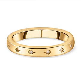 TJC White Diamond Band Ring In 18ct Yellow Gold Plated 925 Sterling Silver for Women Size L Flush Setting April Birthstone